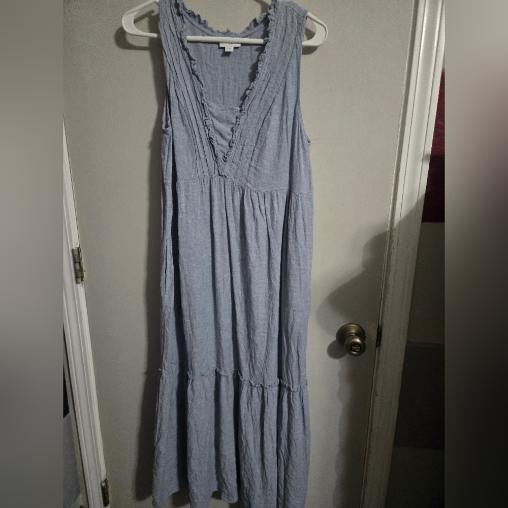 J. Jill Soft Blue Ruffled Maxi Dress